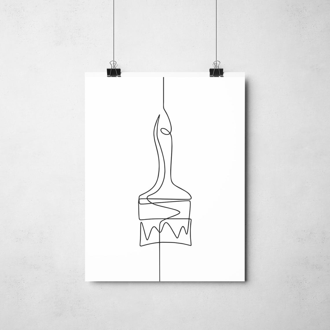 Paintbrush Continuous One Line Drawing Minimalist Art Poster - Image 2