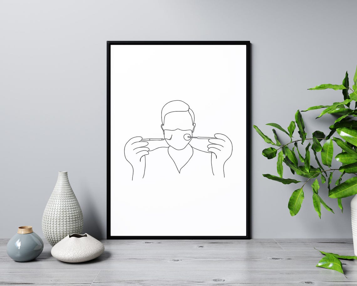 Dentist Line Art Dental Tools Minimalist Clinic Decor Poster - Image 3