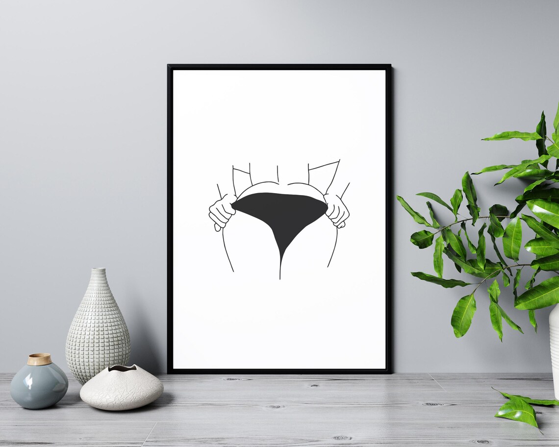 Woman Lingerie Line Art Female Rear View Minimalist Figure Poster - Image 3