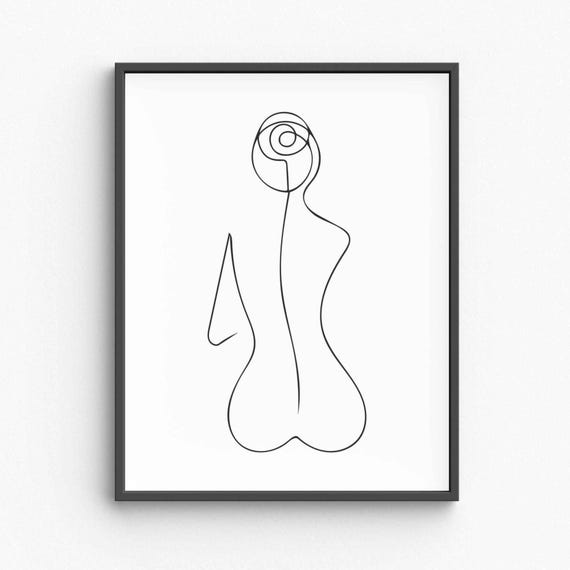 Minimalist Nude Female Body Line Art Elegant Feminine Form Illustration Sensual Silhouette Drawing Modern Decor Wall