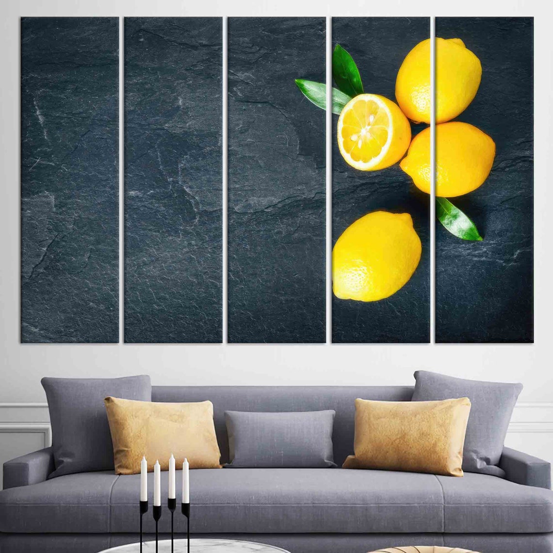 Lemon Pattern Art, Modern Kitchen Decor - Image 2
