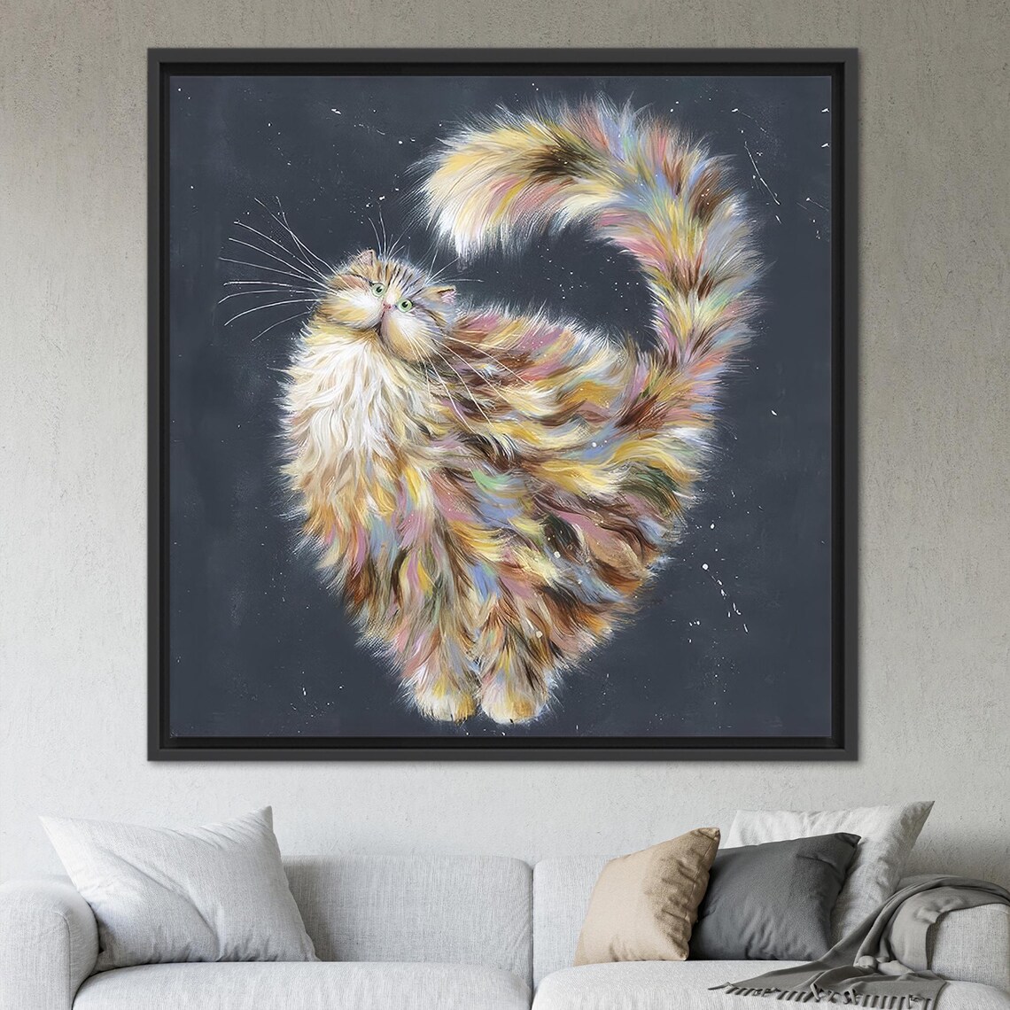 Cute Cat Printed Modern Abstract Cat Art Print - Image 3
