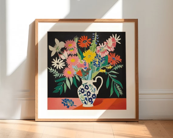 Vase Of Flowers Vintage Floral Botanical Art Print