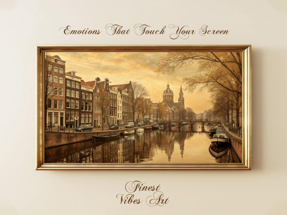 Amsterdam Canal Sepia Cityscape Art For Samsung Frame Tv