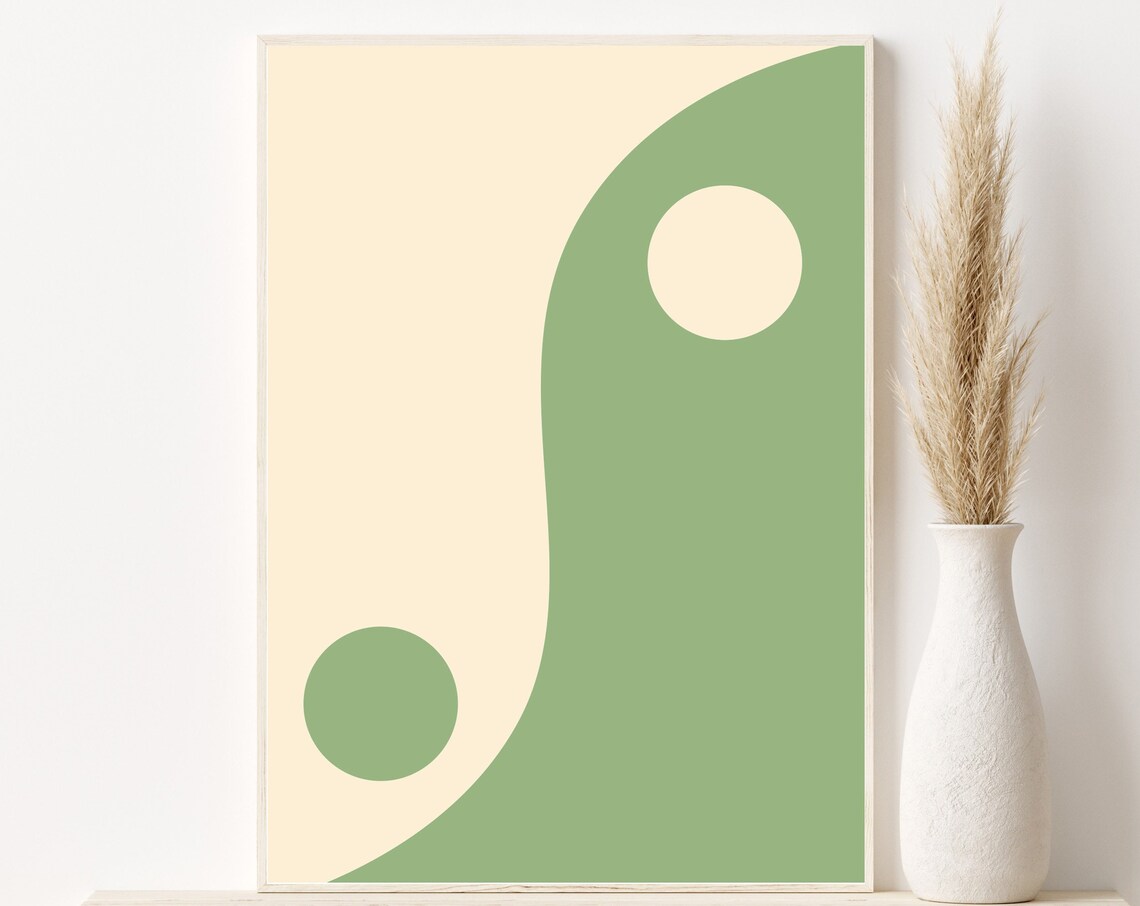 Yin Yang 90s Aesthetic Retro Boho Art Print