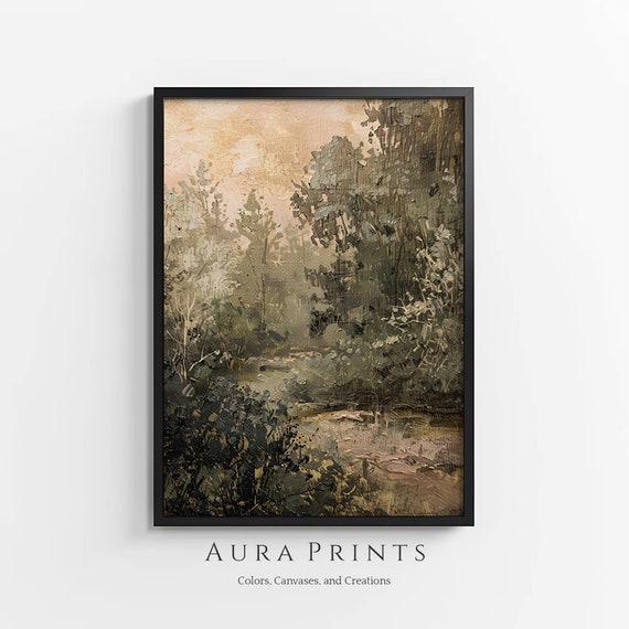 Vintage River Oil Painting Wall Art Landscape Scene 0155