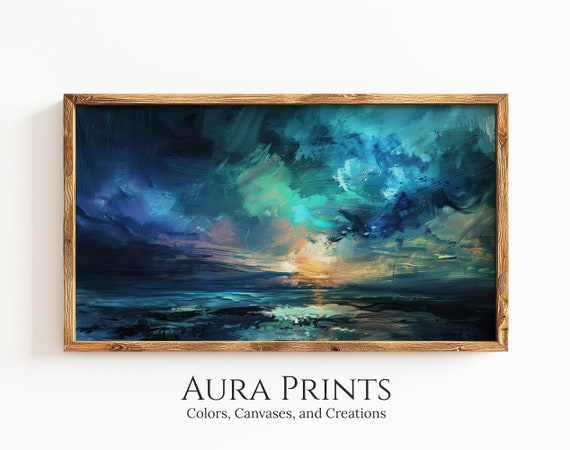 Frame Tv Art Northern Lights Panorama Arctic Landscape Highdefinition Muted Color Abstract View 0842