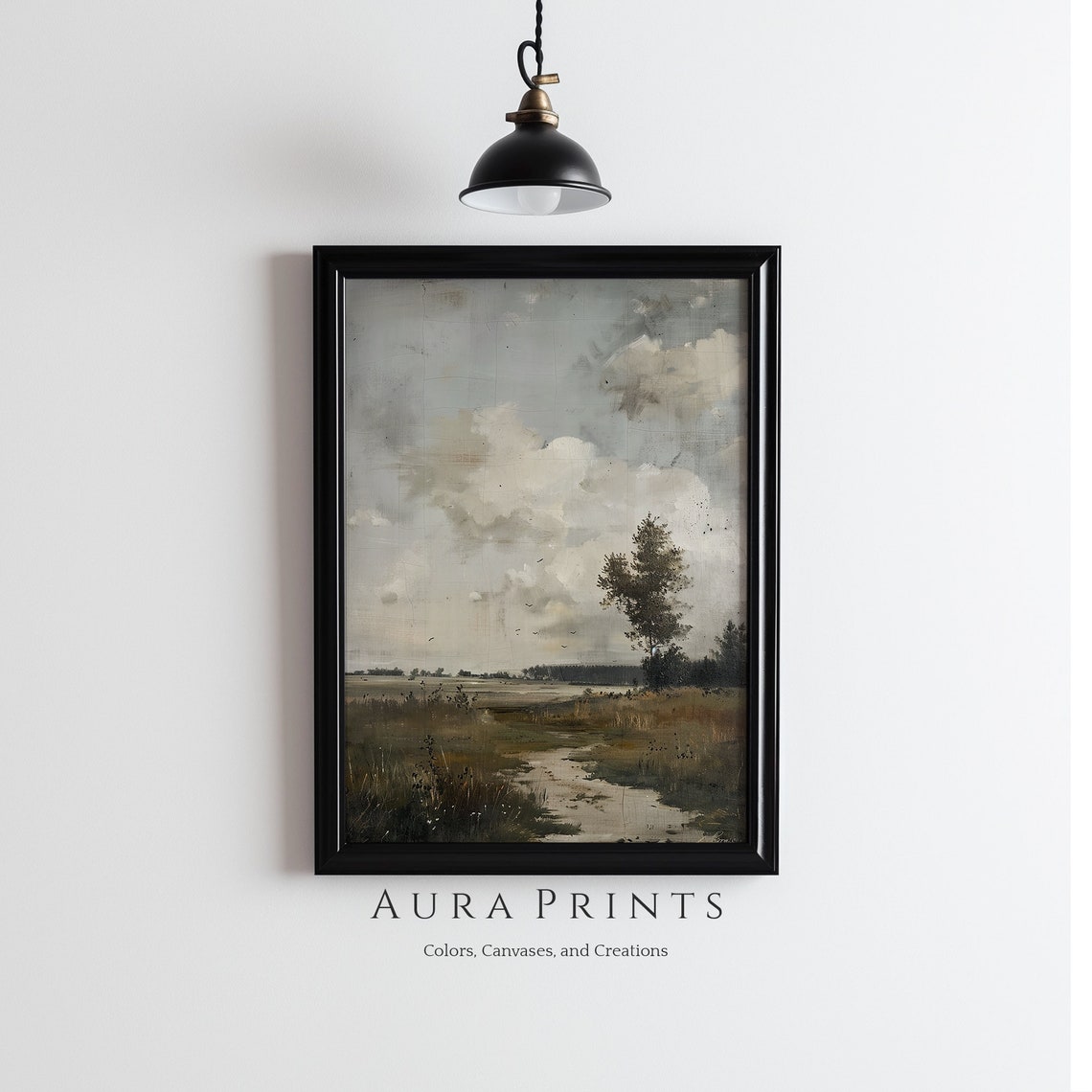 Summer Fields Cloudy Sky Rustic Country Landscape Painting Poster
