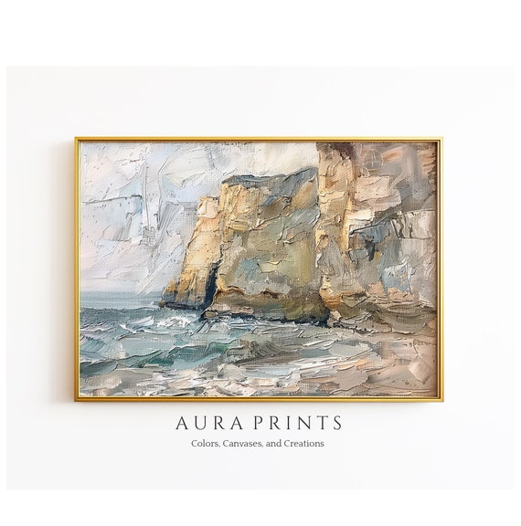 Cliff At Etretat Painting Wall Art Vintage Farmhouse Living Room Decor 0784