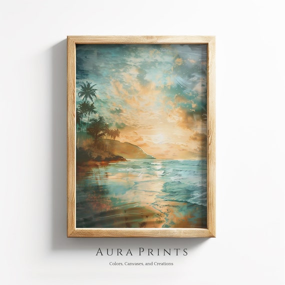 Tropical Beach Paradise Wall Art Vintage Waterscape Cottage Gift Decor 0869