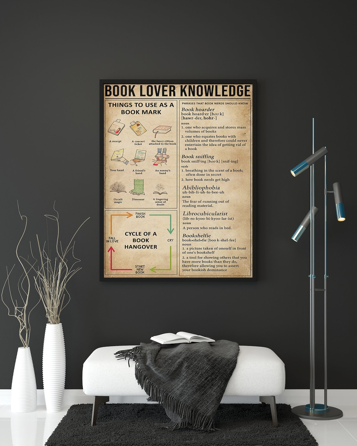 Book Lover Knowledge Retro Poster Print, Bookmark Tips - Image 2