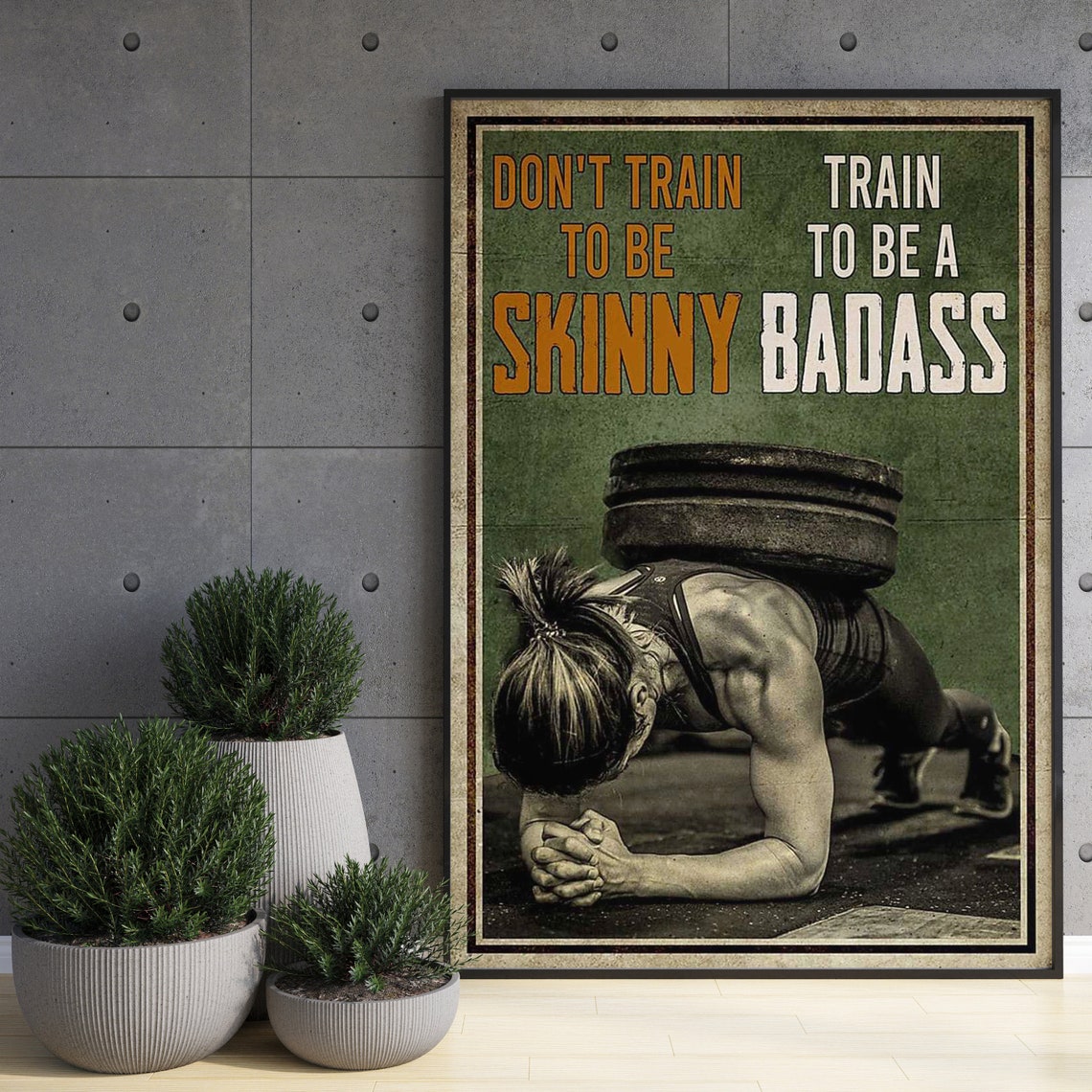 Weightlifting Girl Art Dont Train To Be Skinny Poster Gym Decoration Powerlifting Print Gift For Weightlifter Girl Workout Print - Image 3