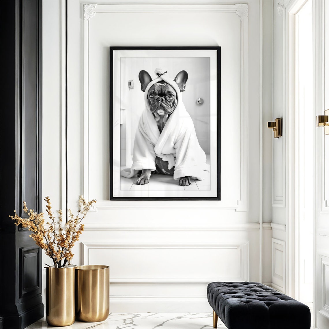French Bulldog Wall Art Frenchie Poster Funny Bathroom Decor French Bulldog Print Frenchie Toilet Print Dog Gift - Image 2
