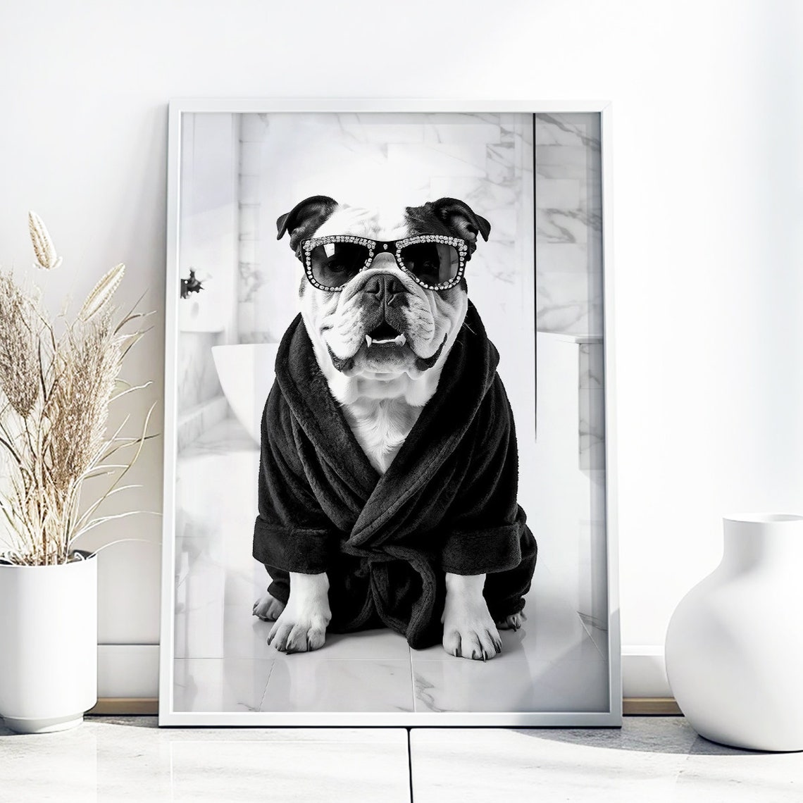 English Bulldog Wall Art English Bulldog Poster Funny Bathroom Decor English Bulldog Print Toilet Print Dog Gift - Image 5