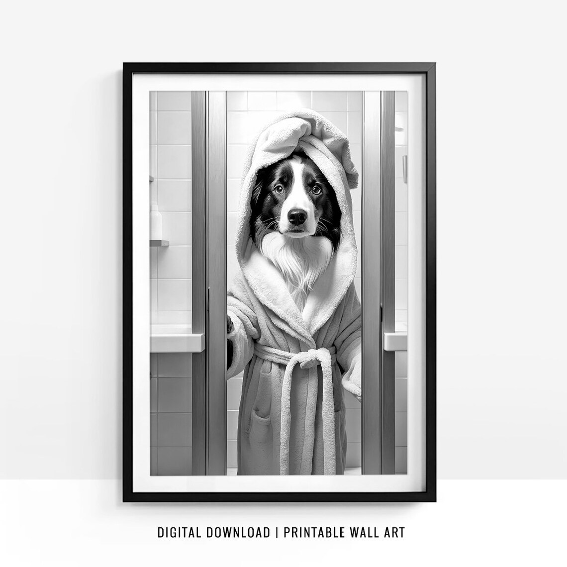 Border Collie Funny Bathroom Decor Art Print