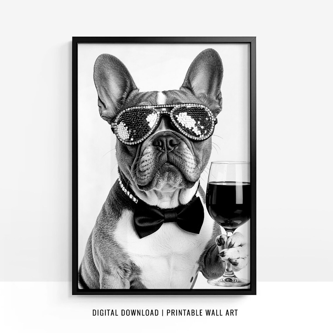 French Bulldog Drinking Wine, Funny Dog Gift - Image 4