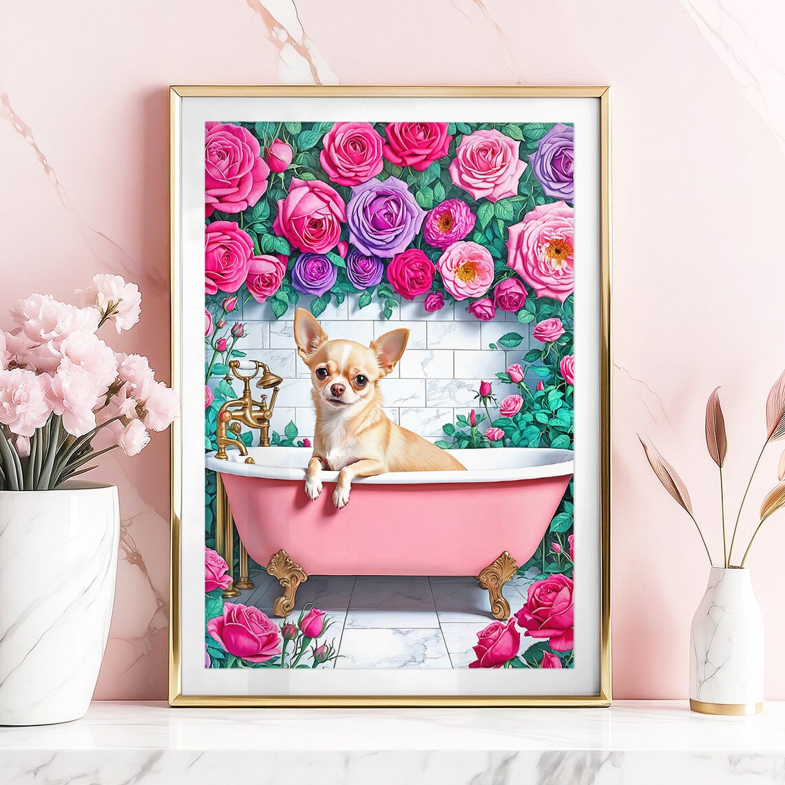 Chihuahua In Bathtub Bathroom Funny Art Print - Image 5