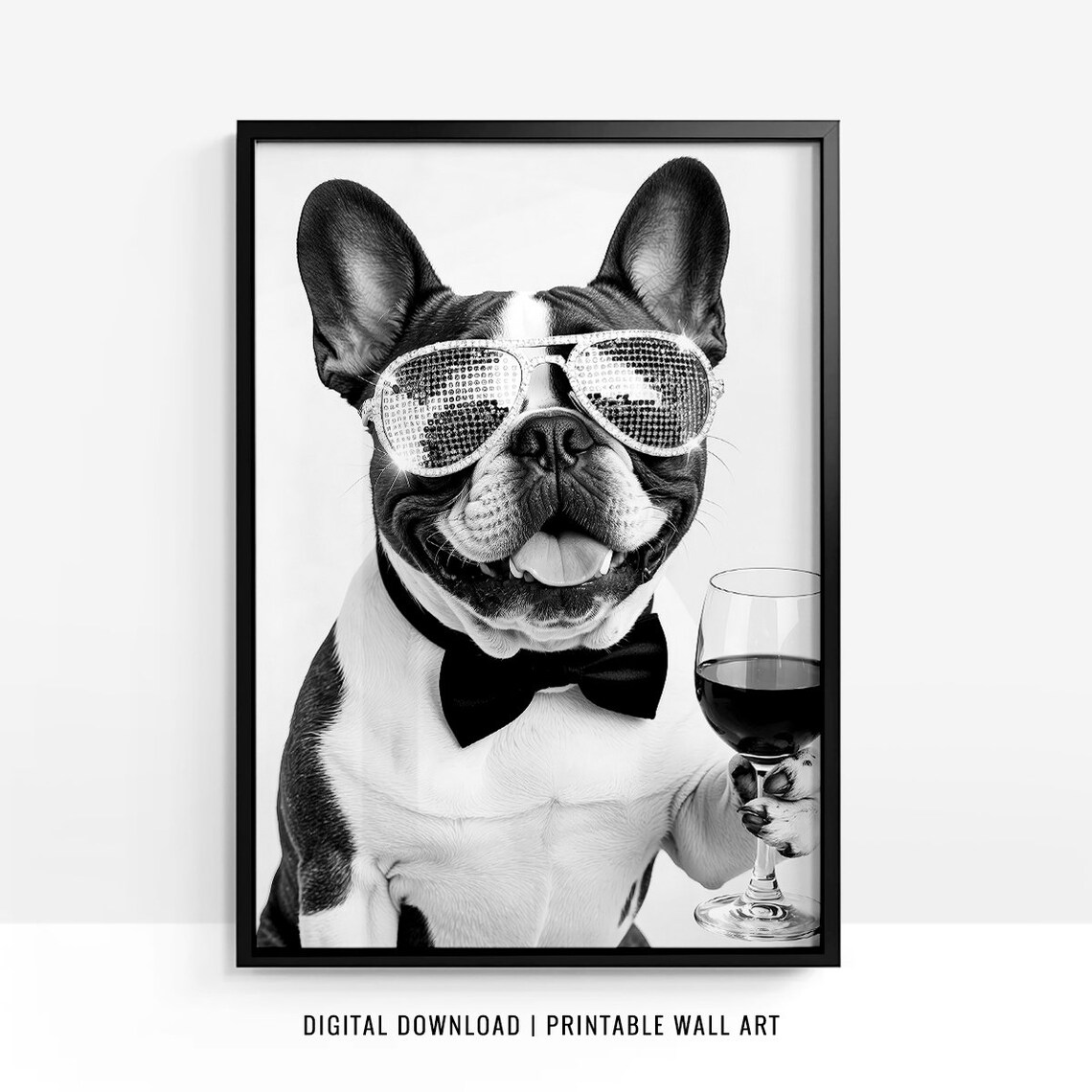 French Bulldog Drinking Wine, Funny Dog Gift - Image 4