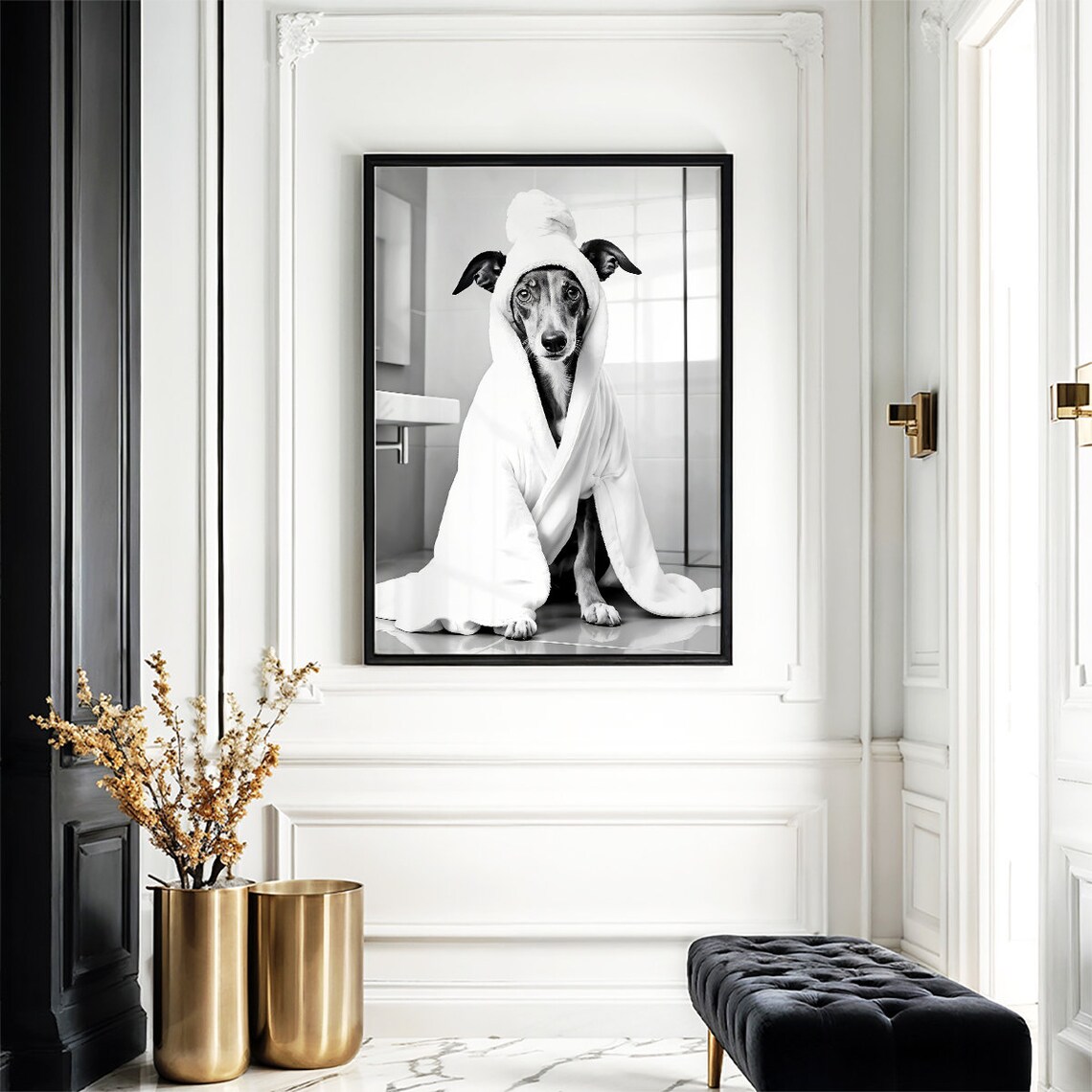 Greyhound Funny Bathroom Decor, Dog Gift Poster - Image 5