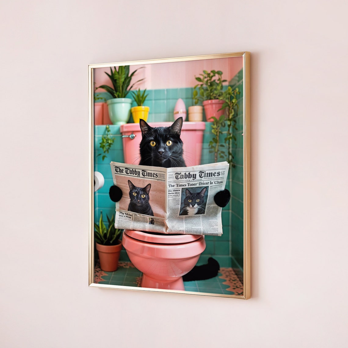 Black Cat Toilet Print, Funny Bathroom Art Print - Image 5