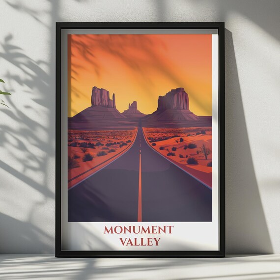 Monument Valley Travel Poster Arizona Desert Wall Art Southwest Road Print