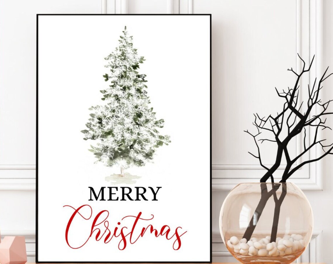 Christmas Tree Merry Christmas Sign, Vintage Style