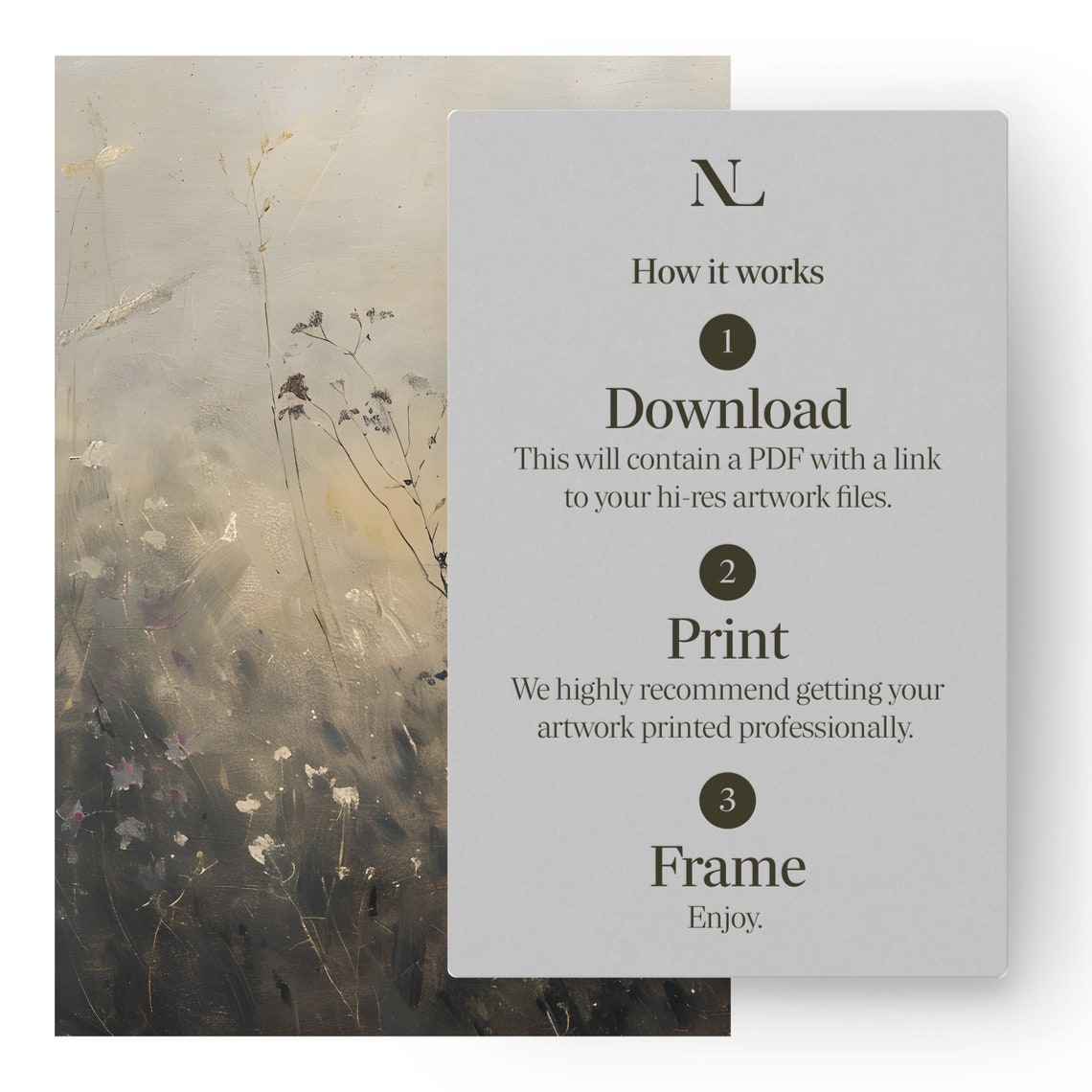 Soft Wildflowers Among Tall Grasses Misty Neutral Meadow Poster - Image 4