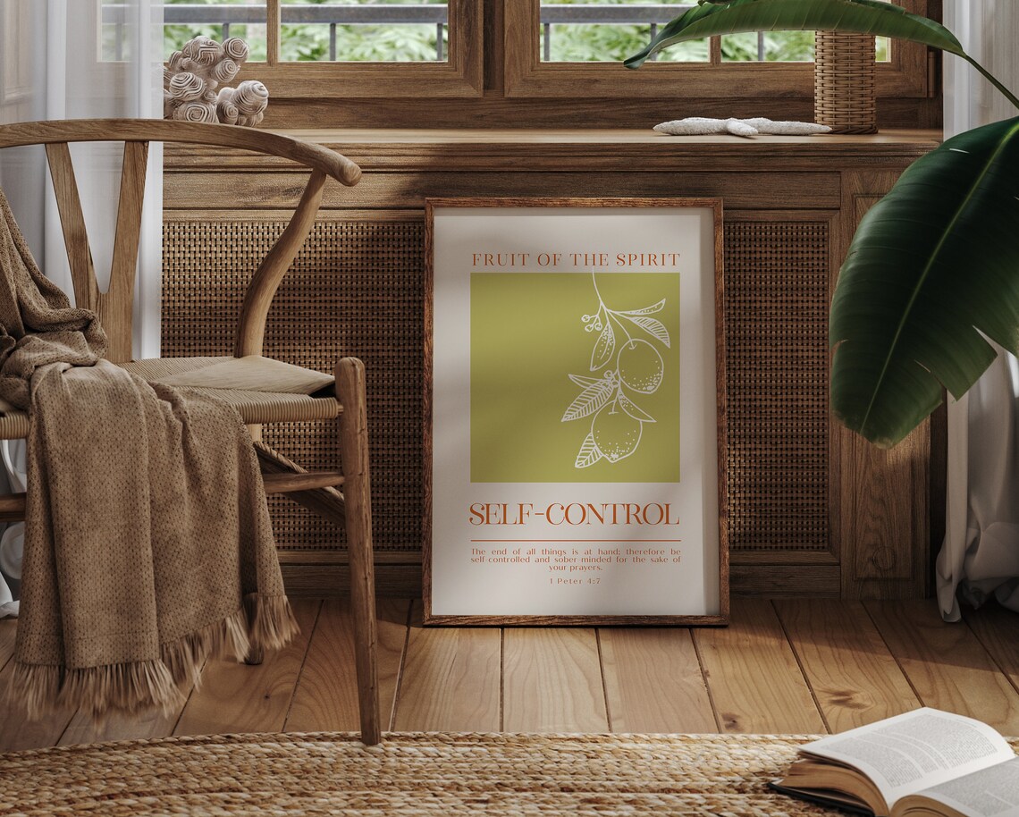 Fruit of the Spirit Self-Control 1 Peter 4:7 Botanical Art Print - Image 5
