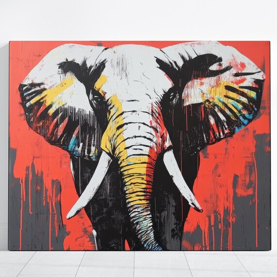 Elephant Large Horizontal Abstract Safari Poster