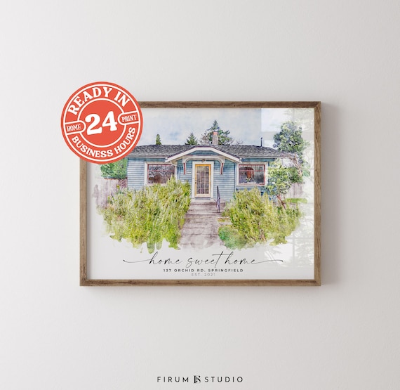 Our First Home Watercolor House Portrait Art Print