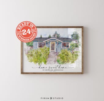 Our First Home Watercolor House Portrait Art Print
