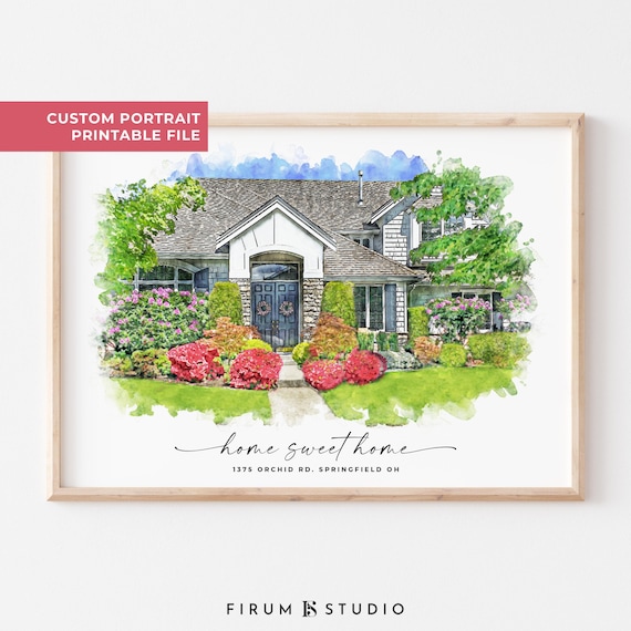 Custom Home Portrait, Home Sweet Home Art Print