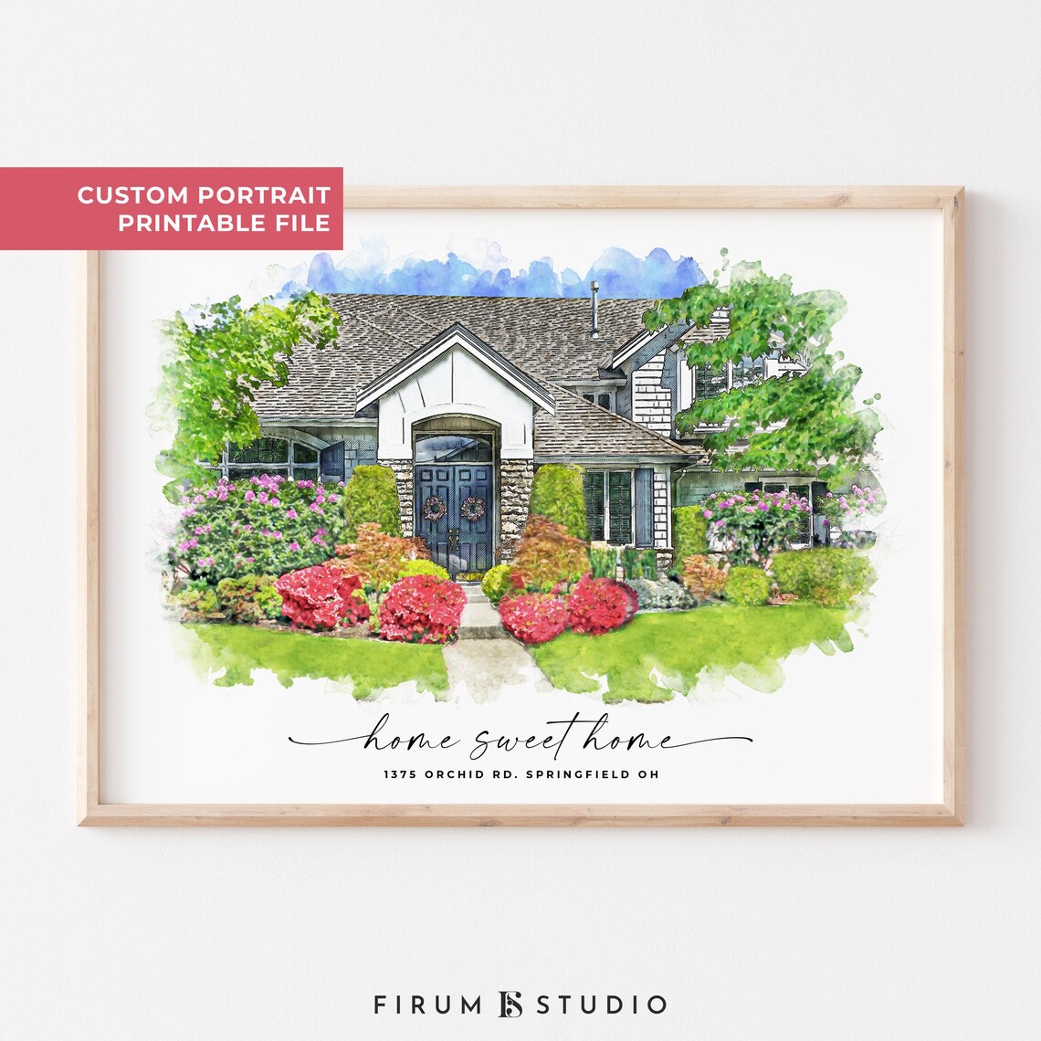 Custom Home Portrait, Home Sweet Home Art Print