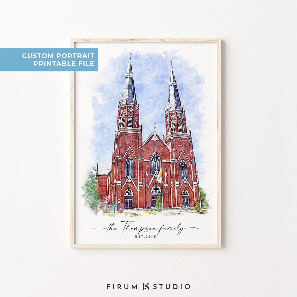 Wedding Venue Portrait Art Print, Anniversary Gift