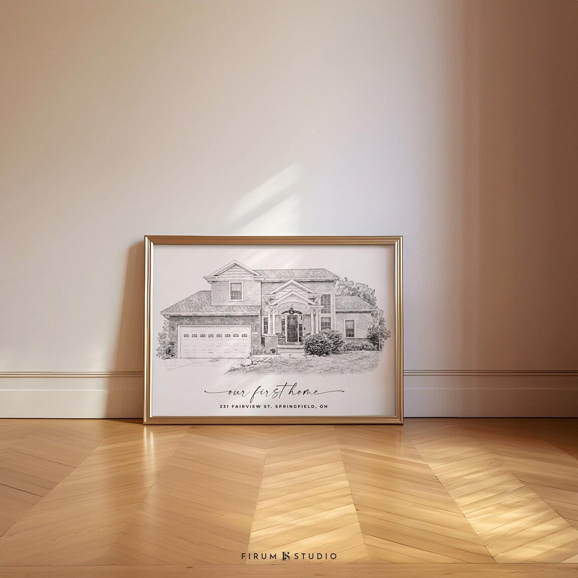 Black And White Custom House Portrait, Art Print