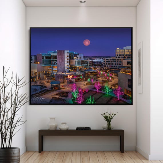Boise Idaho Downtown Full Moon Cityscape Art Print