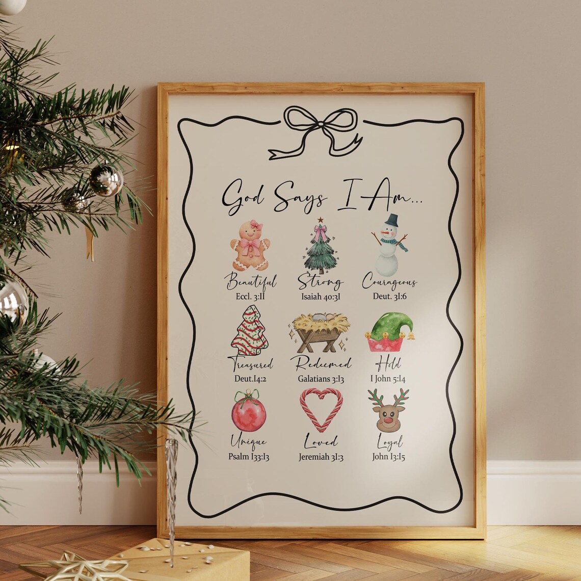 God Says I Am Christmas Bible Verse Faith Affirmations Poster - Image 3