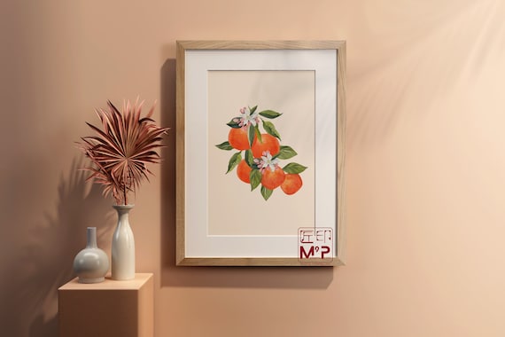 Fresh Orange Blossom Watercolor Citrus Fruit Botanical Art Poster
