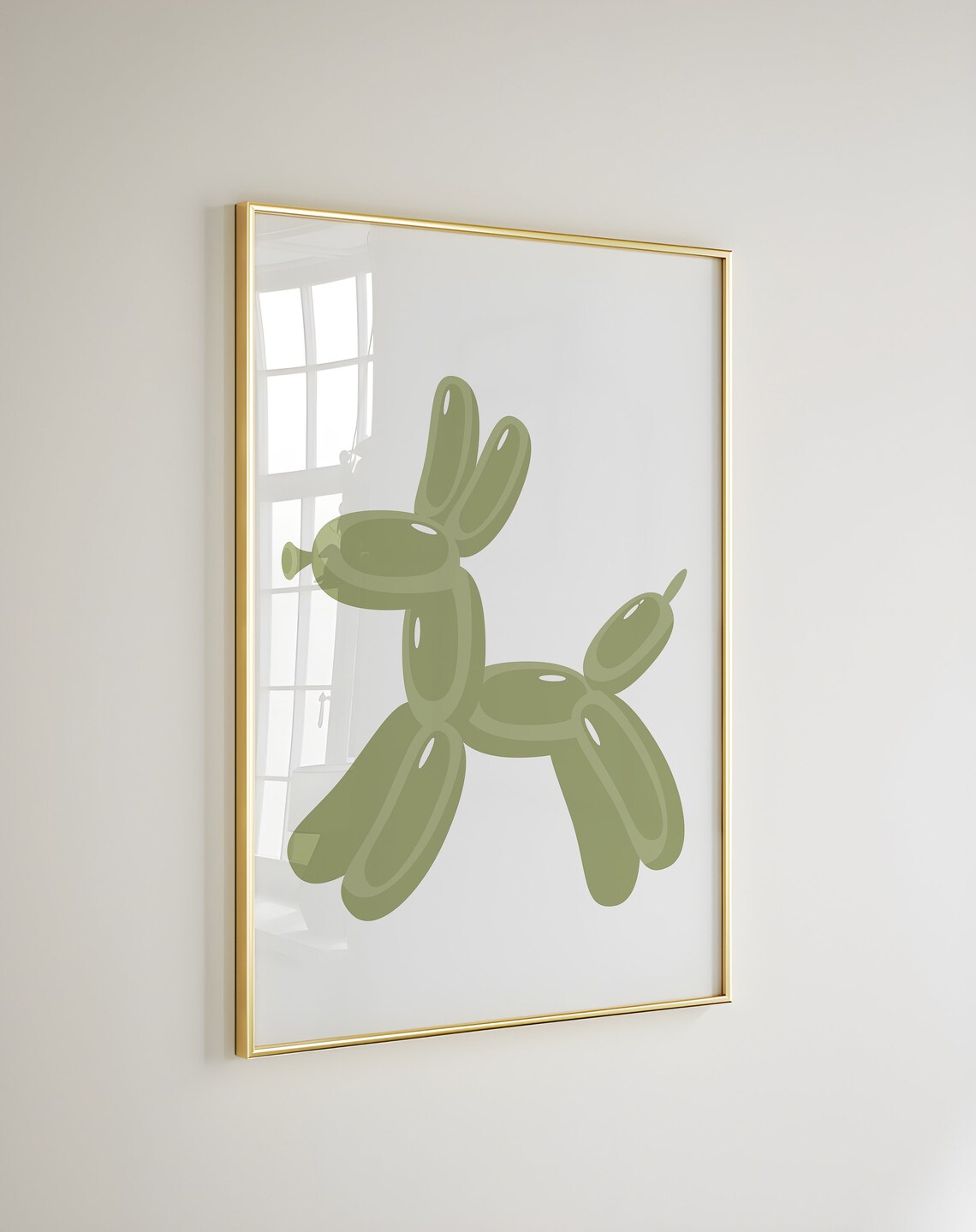 Sage Green Balloon Dog Pop Art Sculpture Modern Decor Poster