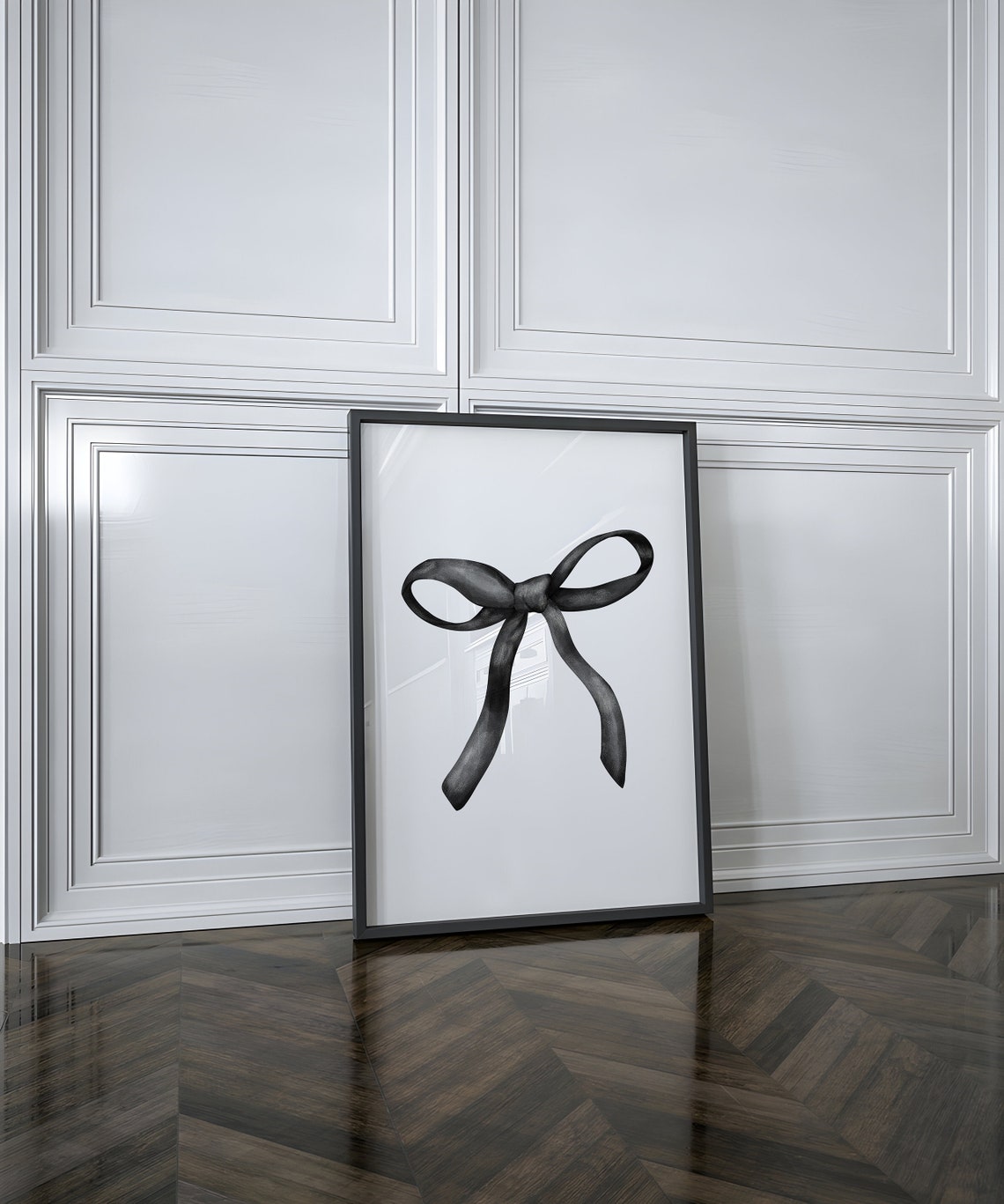 Elegant Black Ribbon Bow Hand Drawn Watercolor Illustration Poster - Image 3