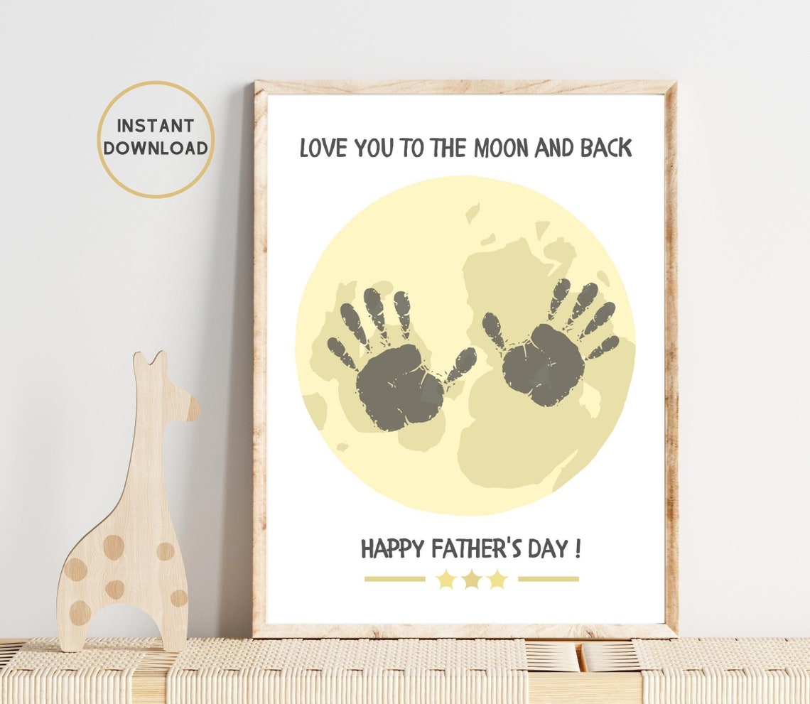 Sweet Love You to the Moon and Back Little Hands Father's Day Poster