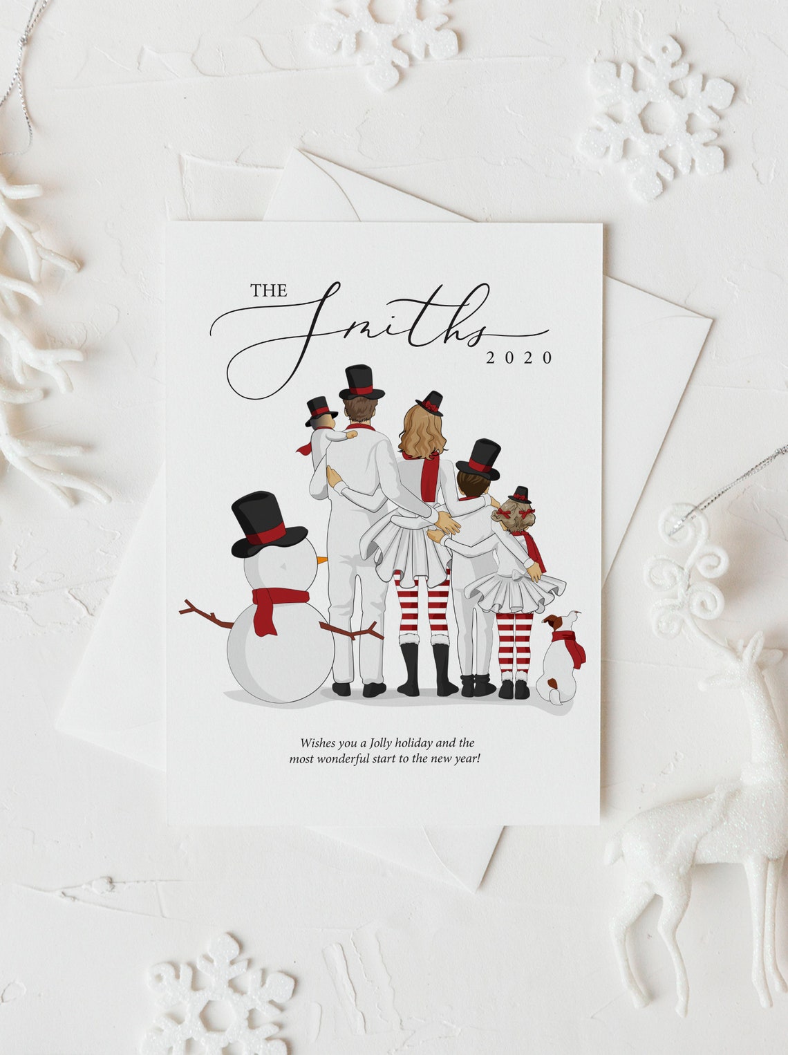 Personalized Christmas Family Portrait Illustration Family Portrait Art Custom Family Illustration Portrait Snow Family