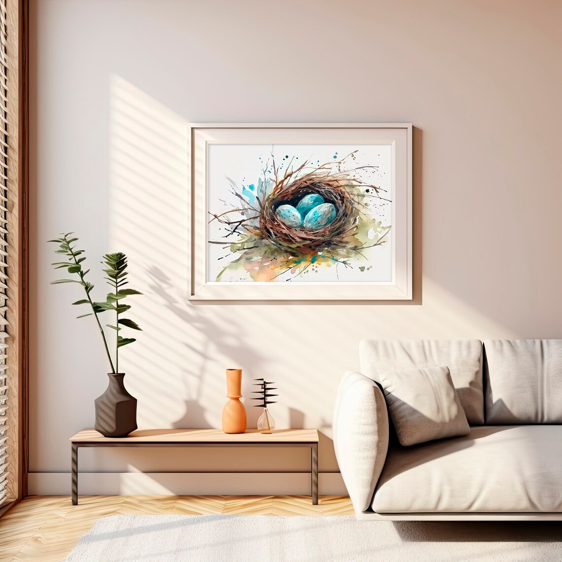 Nest Watercolor Art Print, Easter Eggs Poster - Image 2