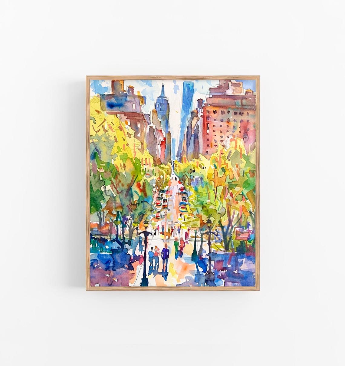 Washington Square New York City Autumn Street Watercolor Poster