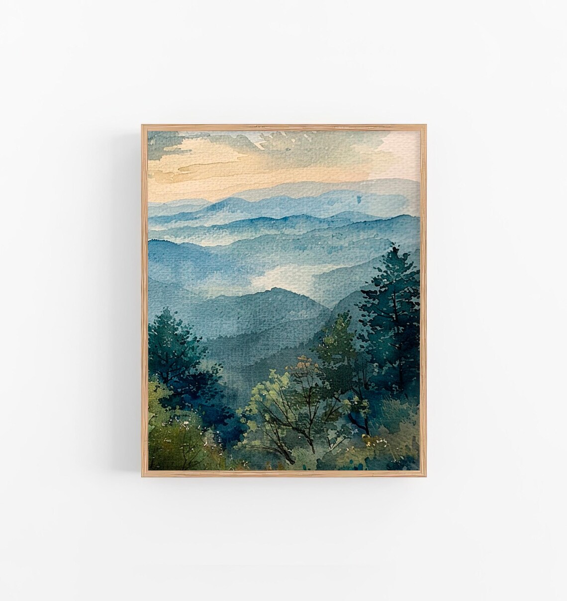 Blue Ridge Watercolor Art Print, North Carolina Mountains
