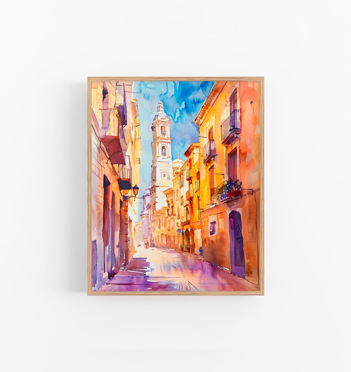 Valencia Spain Cityscape Watercolor Art Print