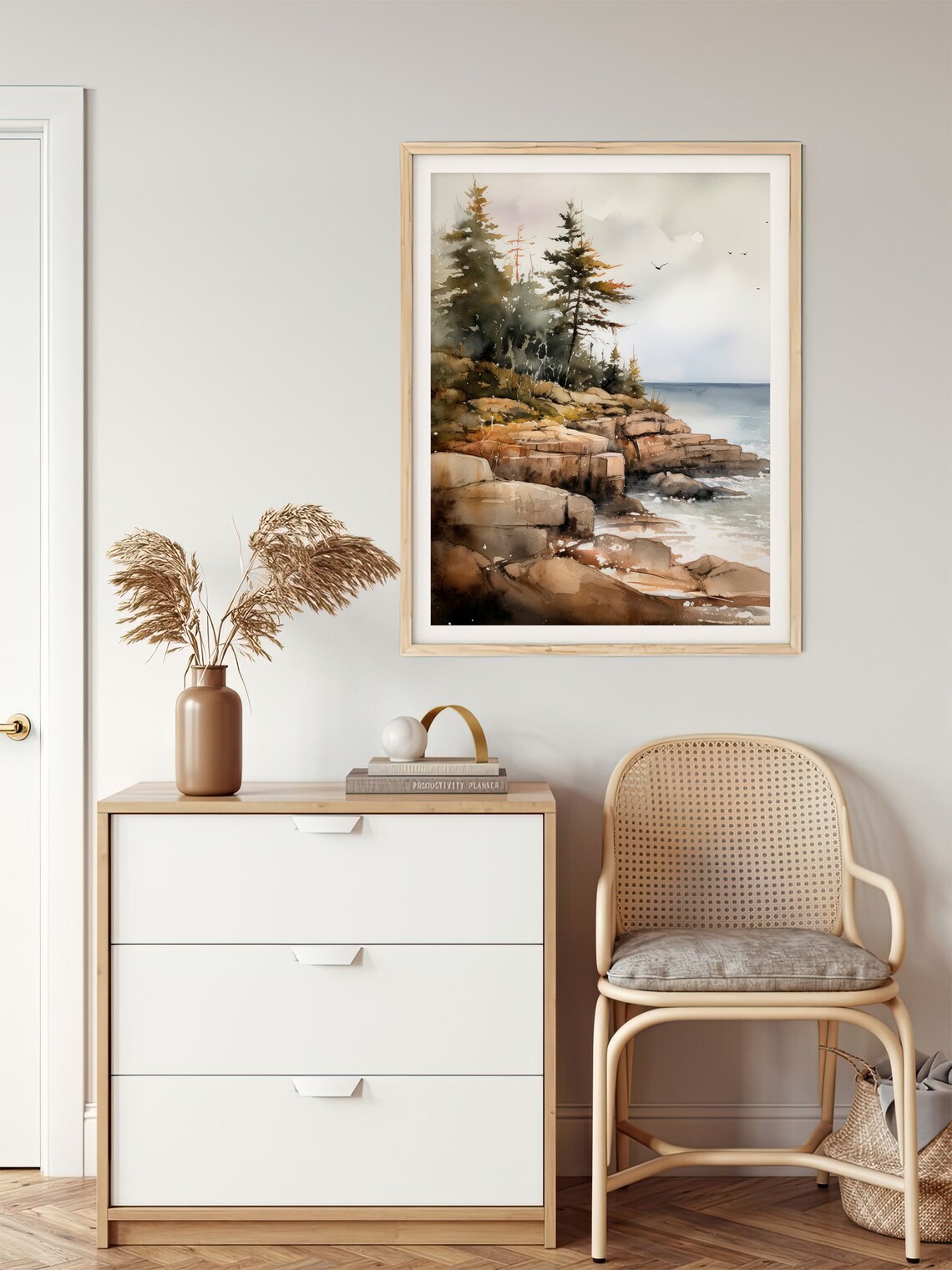 Acadia Pine Trees Watercolor Art Print, National Park - Image 2