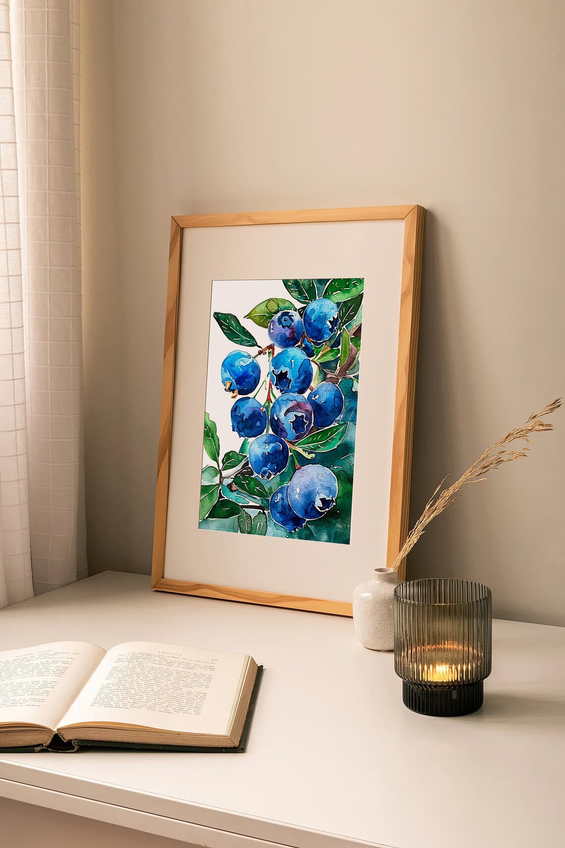 Blueberry Watercolor Botanical Art Print - Image 2
