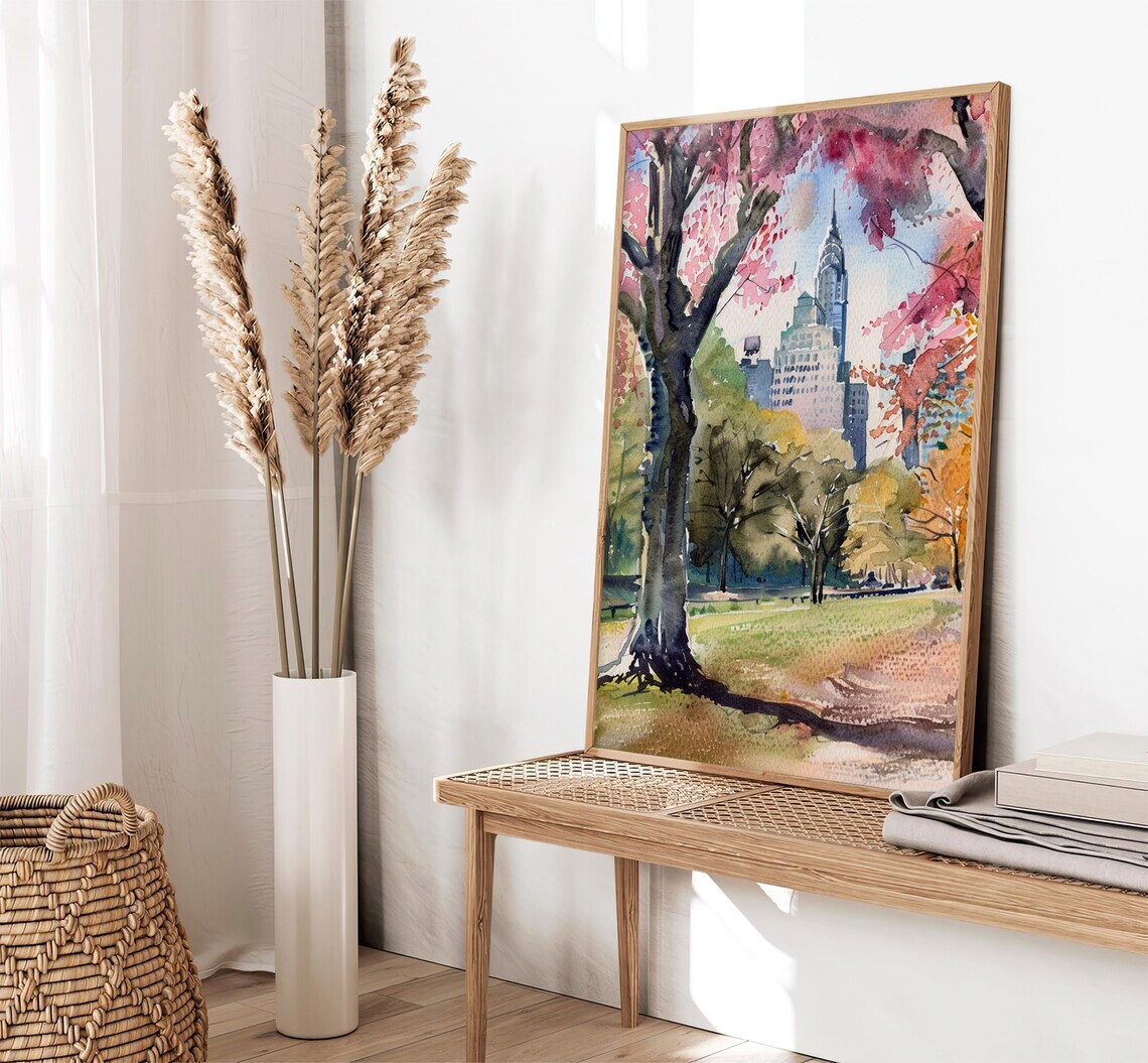 Central Park Watercolor Travel Art Poster - Image 2
