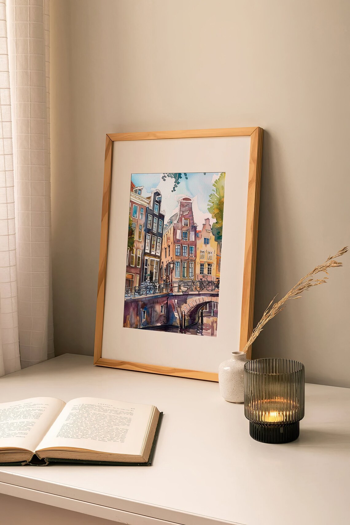 Amsterdam Watercolor Cityscape Travel Poster - Image 2